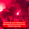  Hinchas del Junior celebraron en Barranquilla tras coronarse el equipo rojiblanco como Campeón de la Liga.