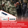La Asociación Nacional de Medios de Comunicación (Asomedios) expresó su preocupación por las amenazas contra el periodista de Caracol Radio en Medellín, Norbey Valle David, provenientes de un grupo armado.