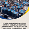 #20DeJulioCaracolRadio | | La bancada del Centro Democrático llegó al Salón Elíptico para la instalación del nuevo Congreso con carteles que dicen “47 abejas en defensa de Colombia”, a propósito del llamado del expresidente Álvaro Uribe para defenderse de supuestos ataques del gobierno electo de Abelardo de la Espriella.