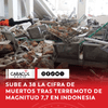 El fuerte terremoto de magnitud 7,7 que sacudió el sábado el este de Indonesia causó al menos 38 muertos, según el más reciente balance de los socorristas.