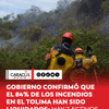 #Atención | Una buena noticia confirmó el ministro del Interior, Rodrigo Lara, y es que, según el último reporte de la Dirección Nacional de Bomberos en el departamento del Tolima, lograron liquidar el 84% de los incendios forestales.