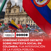 12 horas antes de la primera movilización nacional convocada en el Gobierno de Abelardo De La Espriella, el presidente y el ministro del Interior, Rodrigo Lara firmaron el decreto que regula la protesta social en Colombia.