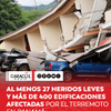 El terremoto de magnitud 7,7 que sacudió este viernes 9 de octubre a Panamá dejó al menos 27 heridos leves, unos 300 evacuados y más de 400 edificaciones afectadas, entre ellas 142 residencias y 188 centros escolares, sin que se registren víctimas mortales, según el último balance de las autoridades panameñas.